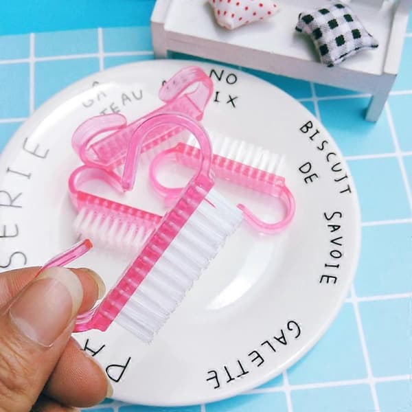 10 Pcs Nail Brushes with Plastic Handle Nail Cleaning Manicure Tools Accessories