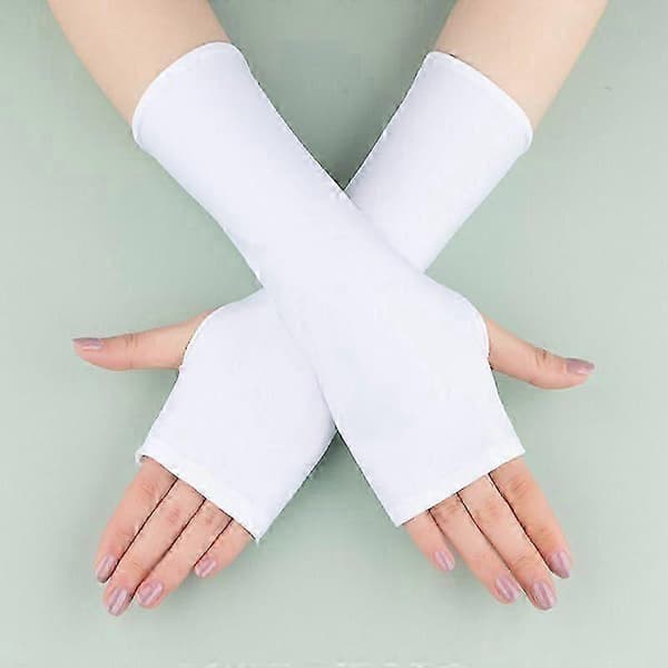 3 par UV-blokerende handsker - Fingerløse kørehandsker (Beige/Hvid/Sort)