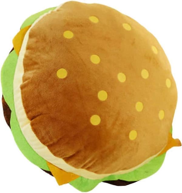 Mat kastepute plysj stor hamburger 30 cm myk sofapute barn barn venn