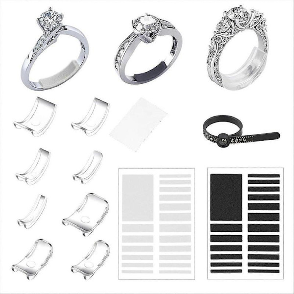 8 stk. ringstørrelsesjustering til løse ringe Ringadapter-sæt As Shown