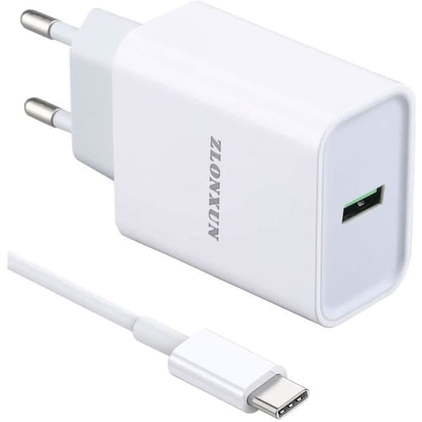 Oplader med USB-C-kabel til Samsung Galaxy S20-S10-20 FE-S21-S9-A20e-20 Plus-A51-A50-A71-A40-A42-A52-A41-Note 9-A72