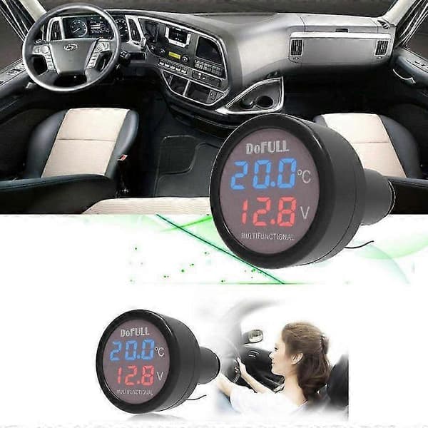 Bil Voltmeter Digital Voltmeter Volt Meter Panel Tester Auto Motorsykkel 12V 24V Rosso