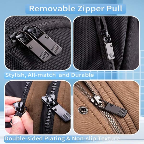 Zipper Pull Tab for Zipper Slider 8-pack Black L Black Black L