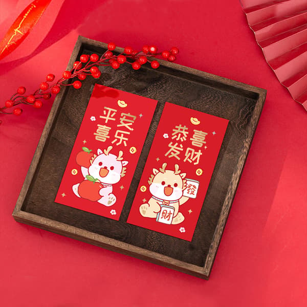 6st Mini Bröllop Hongbao Bronzing Röda Kuvert för Nyår De