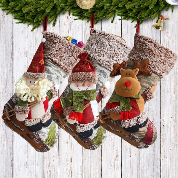 1. stor slede gammel mann snømann hjort julestrømper jul