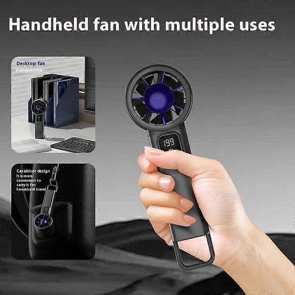 Sammenfoldelig USB-bordventilator med digitalt display Turbo Black