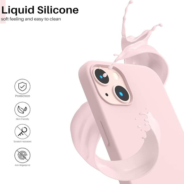 iPhone 13 Case, Liquid Silicone Case for 6.1 inch iPhone 13, Ultra-thin Case, Full Coverage Shockproof Protective Soft C Chalk pink