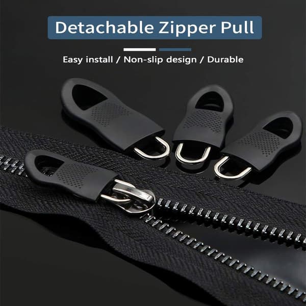 Zipper Pull Tab for Zipper Slider 8-pack Black L Black Black L