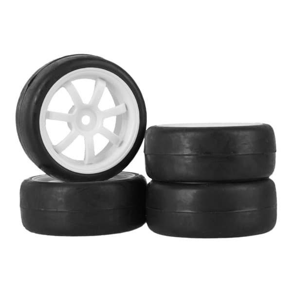 RC Driftfelger for 1/10 skala 7-eiker Hvit Hardplast Sett med 4