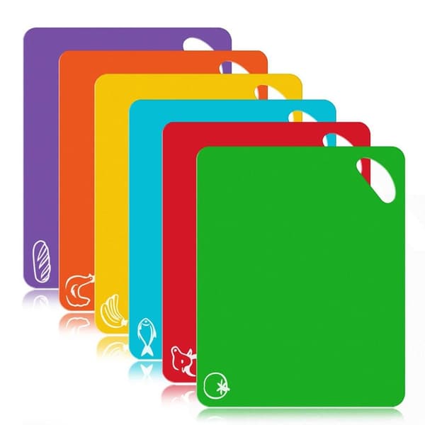 Cutting Board Set BPA-Free Antibacterial Plastic - Dishwasher Safe Multicolored