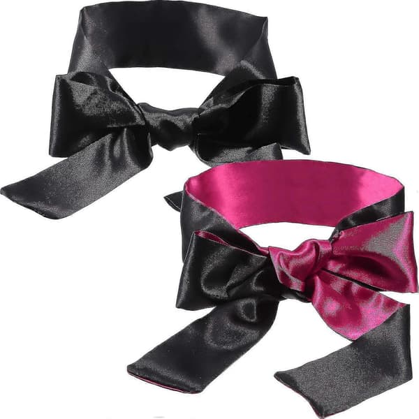 2-pack sovmask i satin, ögonbindel, 150 cm Black Red and Black
