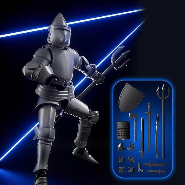 2024 Ny Dummy 13 Robot Actionfigur i Rustning, Magnetisk Middelalder Ridder Action Silver
