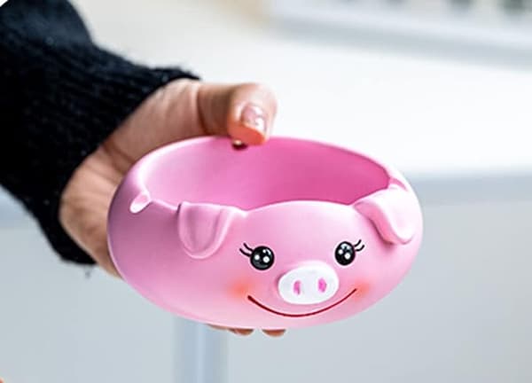 Askkopp i harts, gris, tecknad djuraskkopp, dekorativ prydnad