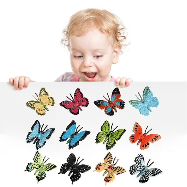 Autentiske dyrefigurer, sæt med 12 til samling og festligheder Butterfly 12 Pcs