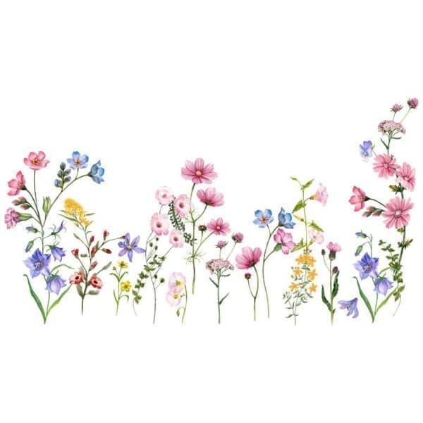Väggdekaler med växter, glasfönsterdekaler, rosa blommor, vägg