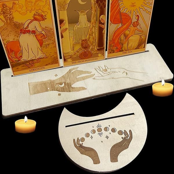 2/4 stk. træ tarotkortholder til hekse-spådomsværktøjer displayholder alter