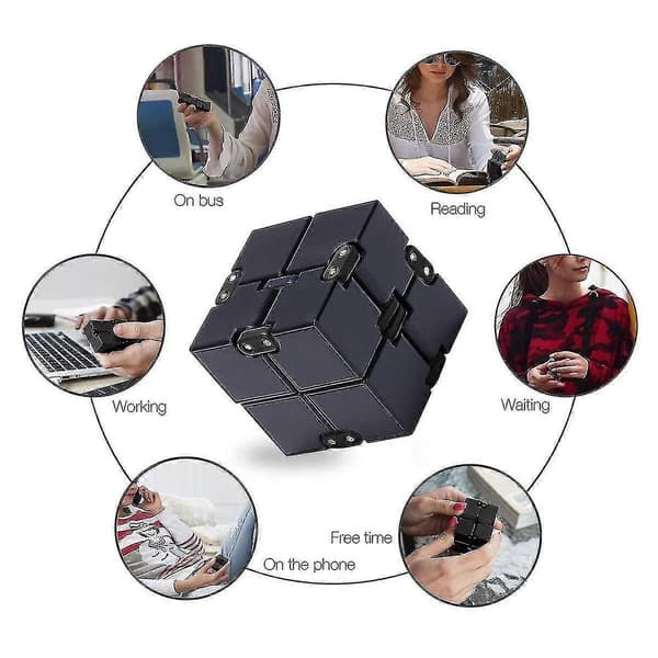 2x2x2 Infinity Fidget Cube Legetøj (sort)