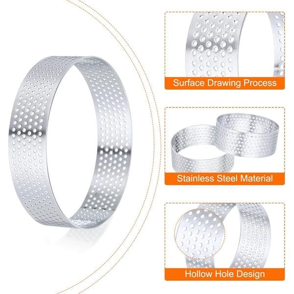 2026 latest explosion 6 pcs Stainless Steel Cake Rings 8 cm Perforated Metal Circles Baking Round Cake Ring for Home Kitchen Making Tools