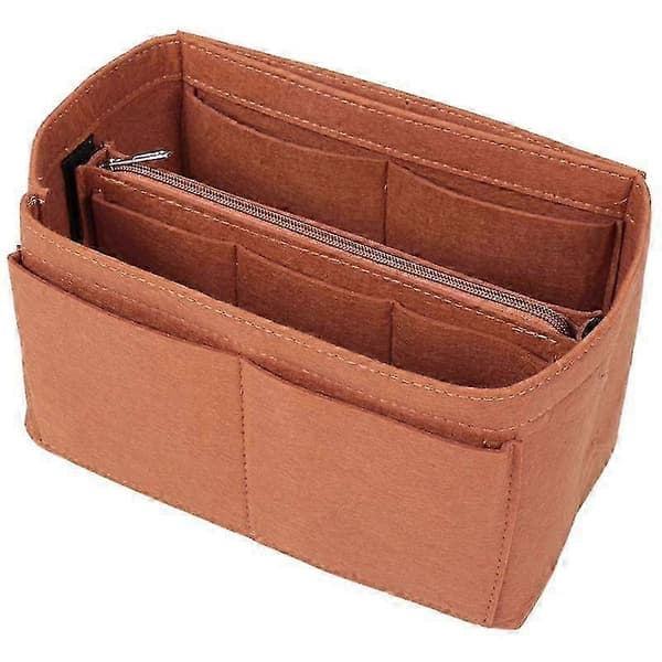 Bärbar sminkorganisatörväska med filtfoder och förvaringsfack Caffè