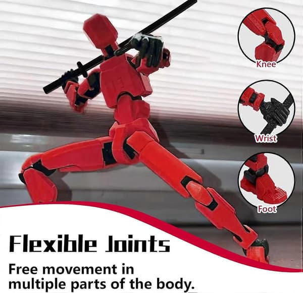 T13 Actionfigur, Robot Actionfigur, 3D-printet med full artikulasjon, Skrivebordsdekorasjon Red