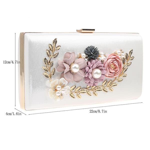 Kaxidy Dam Aftonväska Blomma Bröllop Aftonclutch Silver