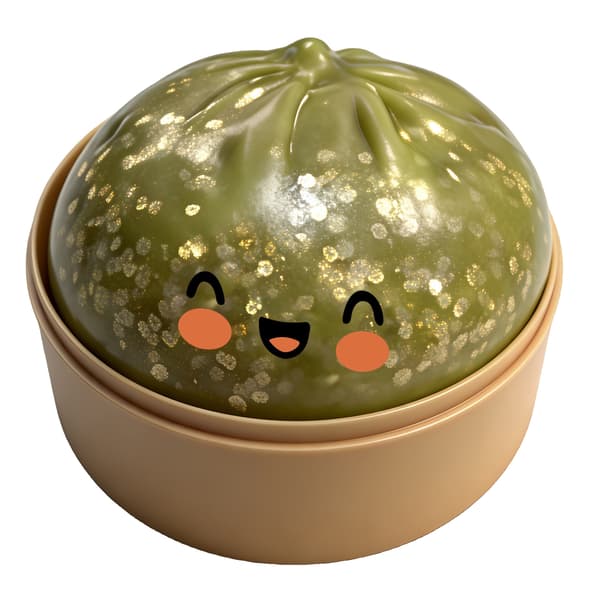 Dumpling Squishy, 4 tommer Dumpling Stressbold, Blød Dej til Dekompression, Stresslindrende BoldBlød og ikke-klæbrig-Guld pailletter 1 stk