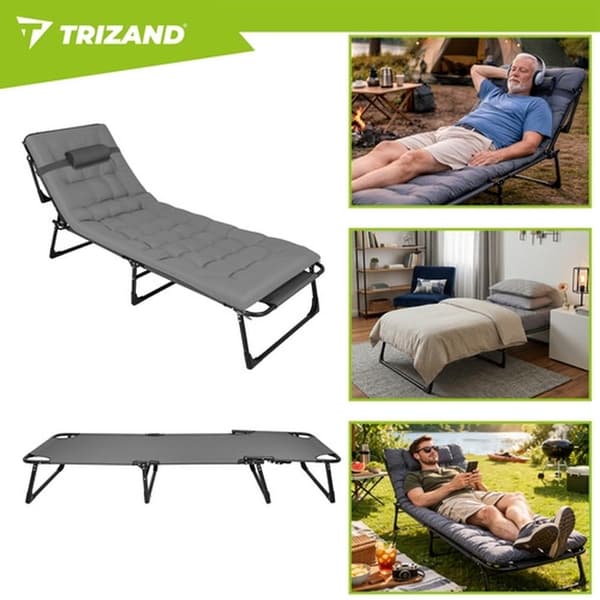 Foldable sun lounger with cushion and adjustable backrest 7300