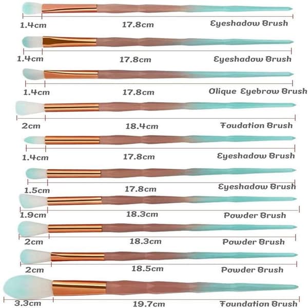 20-piece Makeup Brush Set, Premium Brushes (BROWN & TURQUOISE)