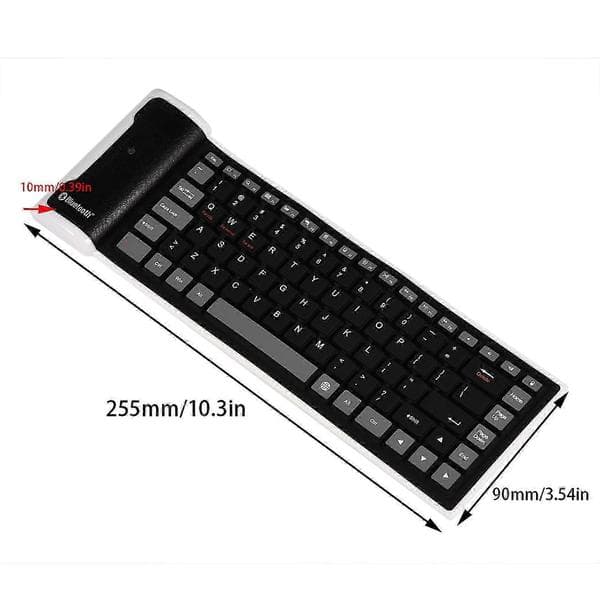 Bærbart vanntett mini trådløst Bluetooth-tastatur sammenleggbart for bærbar PC/PC/telefon (svart)