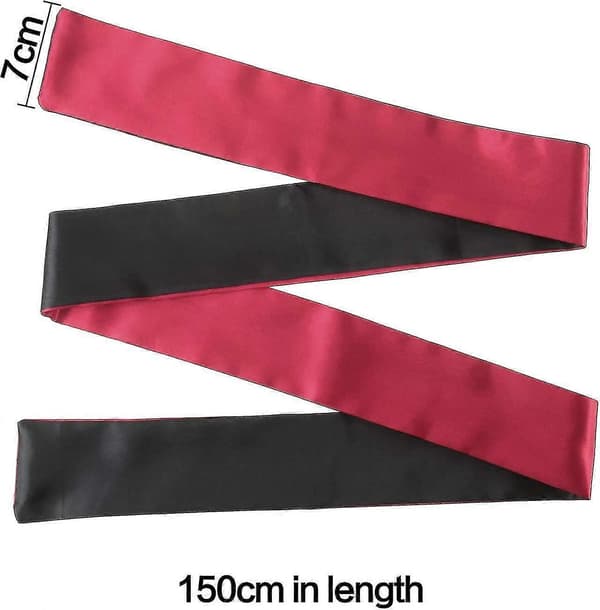 2-pack sovmask i satin, ögonbindel, 150 cm Black Red and Black Rose Red