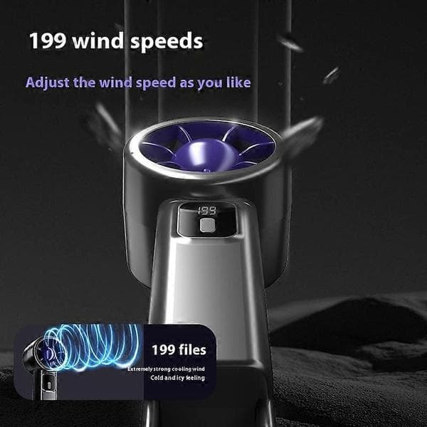 Sammenfoldelig USB-bordventilator med digitalt display Turbo Black