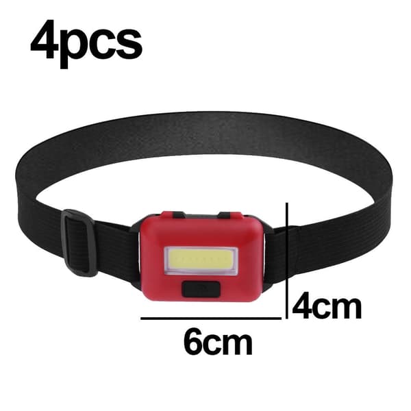 4-pack LED-otsalamppu taskulamppu aikuisille ja lapsille Cob Flood Lig - Red