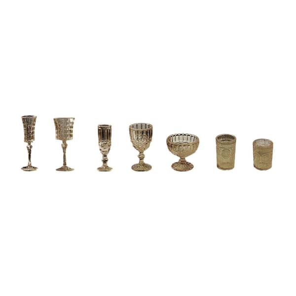 7 delar 1/6 miniatyr dockhuskoppar dryckeskoppar landskapstillbehör dockhus Gray