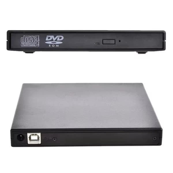 Ekstern DVD/CD-brenner USB 2.0 Slim for PC Svart black
