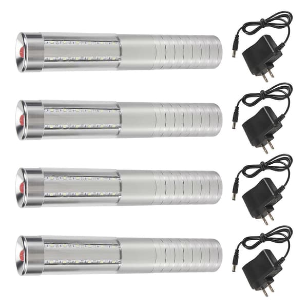 4 stk. LED Strobe Gjenbrukbar LED-lys Oppladbar Champagne LED Flaskeservice og Lader, US Plug Sølv Silver