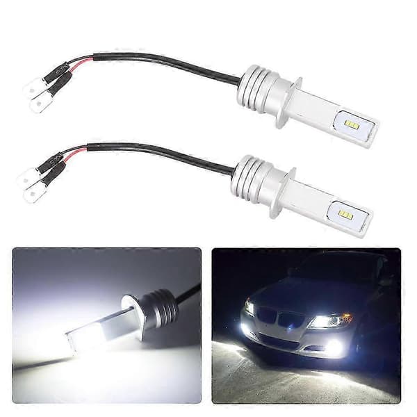 2 stk 72W 6000K 12-24V universelle hvite LED-lyspærer til bil for H1 tåkelys med dekoder 26s