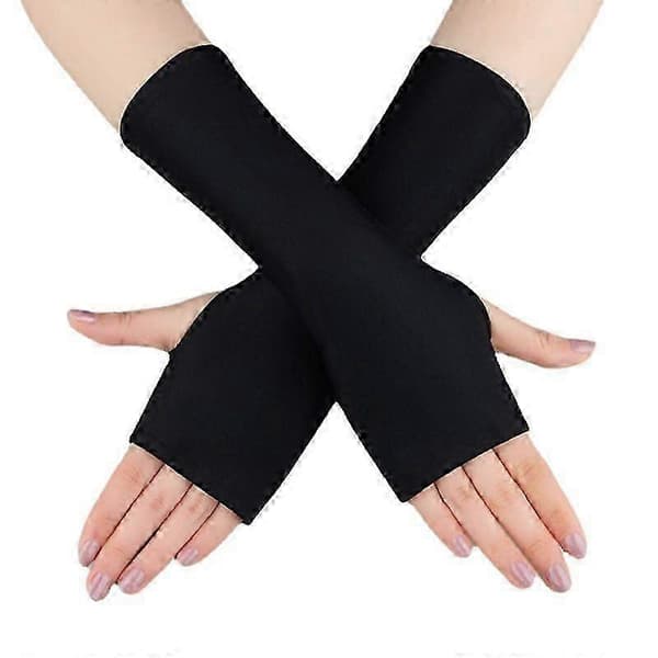 3 par UV-blokerende handsker - Fingerløse kørehandsker (Beige/Hvid/Sort)