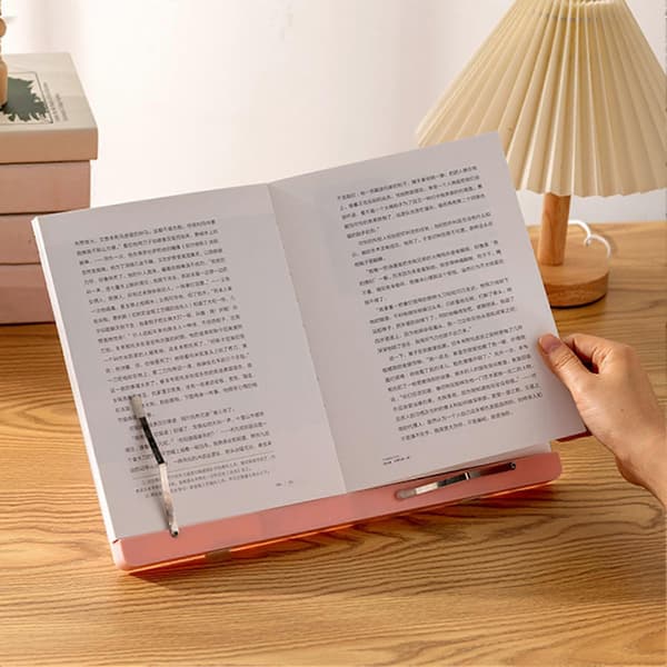 Head-Up Læseholder – Sammenfoldelig Bogreol & Klips – til Tablet & Bog Skriveholder Pink