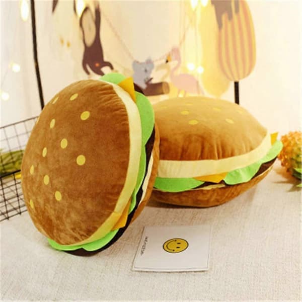 Mad Pyntepude Plys Kæmpe Hamburger 30cm Blød Sofapude Pude Børn Ven