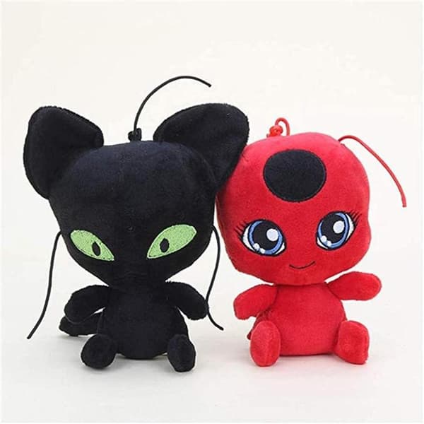 2 stk./sæt Miraculous Ladybug Cat Plagg Plyslegetøj Lady Bug Udstoppede Dyr Dukke