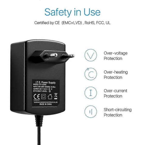 DC 12V 2A 2000mA strömadapter för CCTV-säkerhetskamerasystem - EU-kontakt