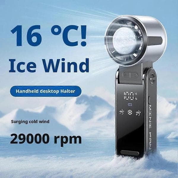 Kølehåndholdt ventilator, Mini Bærbar Turbineventilator, USB Genopladelig Sammenfoldelig Ventilator White