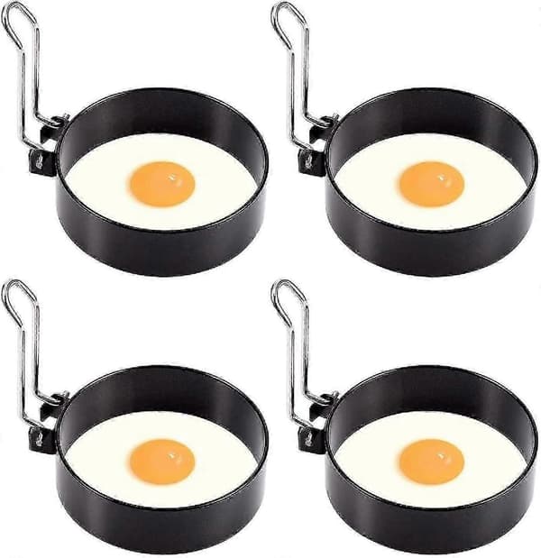 Sæt med æggeringe i rustfrit stål, 4 stk. non-stick poachette til pandekager og æg