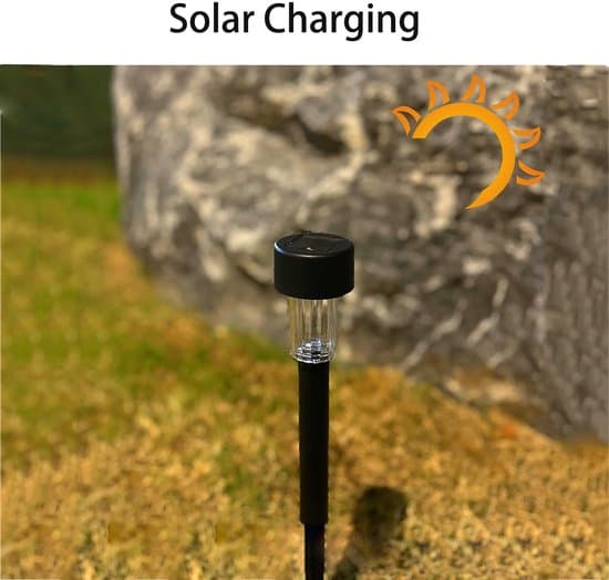 Sett med 6 solcellelamper – solcellehagebelysning - solcellelampe - Hagebelysning – 31 x 4.5 x 4.5 cm – ABS – Svart