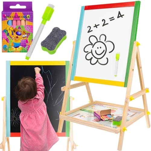 Whiteboard/Blackboard-tavle for barn - Dobbeltsidig 1700
