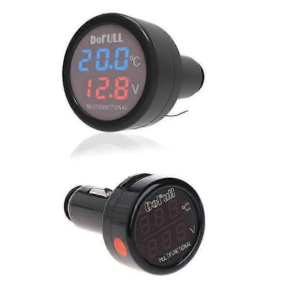 Bilvoltmeter Digital Voltmeter Volt Meter Panel Tester Auto Motorcykel 12V 24V Rosso