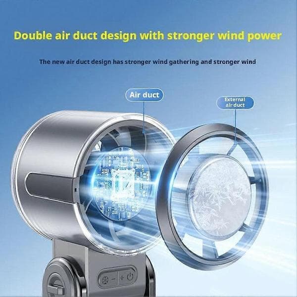 Kølehåndholdt ventilator, Mini Bærbar Turbineventilator, USB Genopladelig Sammenfoldelig Ventilator Grey