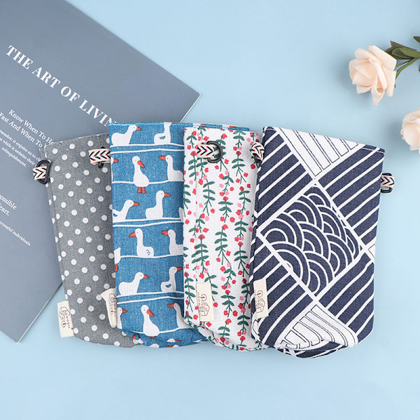 Modern stil bärbar flaskhållare väskor blommönster bomull C