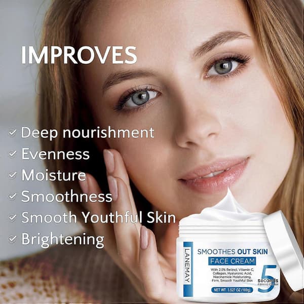 Retinol Anti-Aging Ansiktskrem, 5 sekunders øyeblikkelig anti-rynke ansiktskrem for oppstramming og fasthet Retinol Ansiktsfuktighetskrem reduserer rynker, fine linjer 2PCS