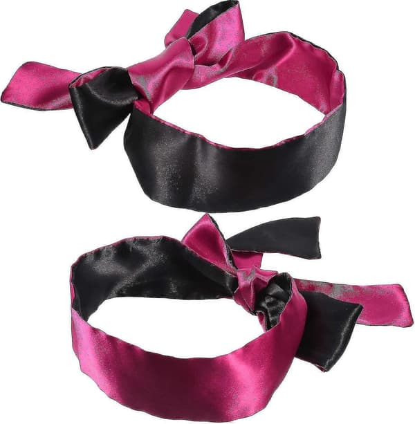 2-pack sovmask i satin, ögonbindel, 150 cm Black Red and Black Rose Red